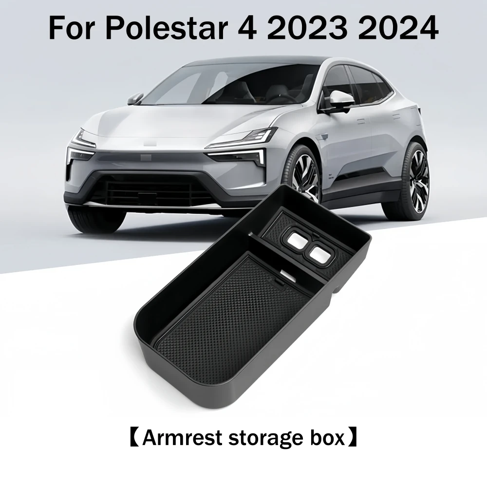 Armrest Storage Box Central control storage box For Polestar 4 2023 2024 Cup Holder Lower Layer Tray Organizer Accessories