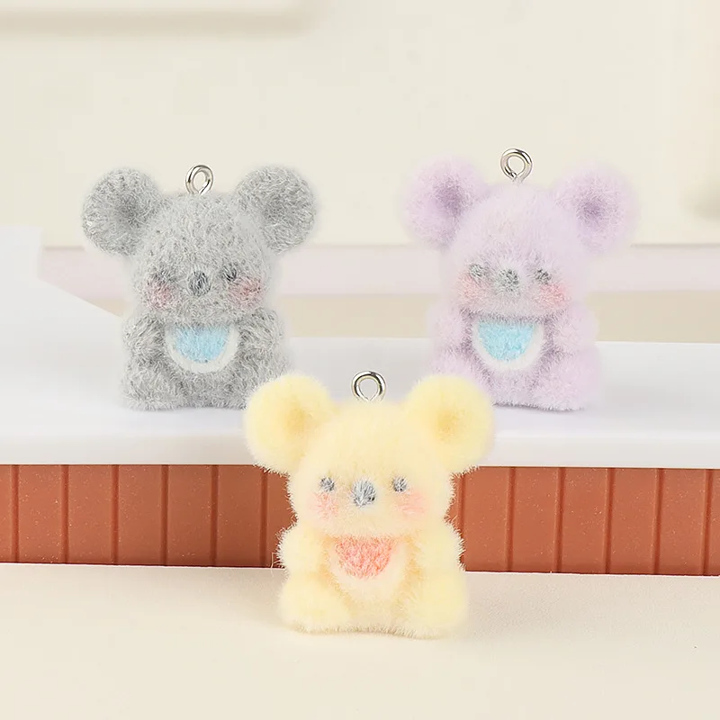 

10pcs Resin Flocking Three-dimensional Koala Pendant Charms Jewelry Making Clothing Bracelet Mobile Phone Pendant Accessories