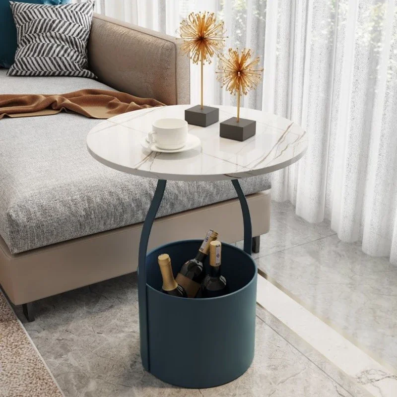 

Nordic Light Luxury Rock Slab Coffee Table Corner Bedside Table Sofa Side Living Room Balcony Side Cabinet Simple Storage Bucket