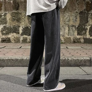 Get to the Men's School Solid Drape Drape loose in line Vintage High Street Hip-Hop Y2K Daily Casual Draging Large Leg Pants 6 Main Sales Pants Y2K Jeans - №5