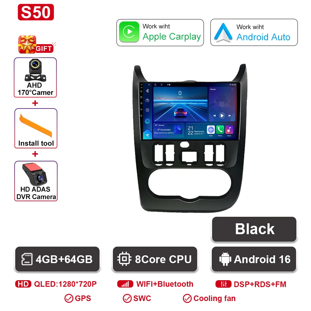 Android 16 autoradio voor Renault Logan 1 Sandero 2009 - 2015 voor Dacia Duster 2010 - 2017 auto multimedia videospeler navigatie