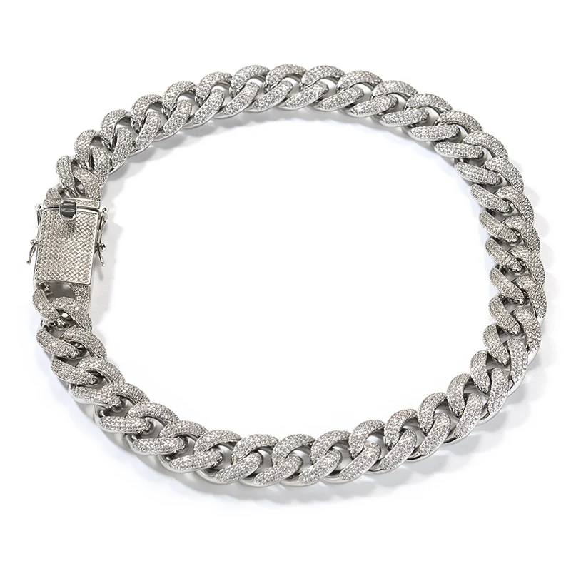 

Цепочка-колье 18 мм в стиле хип-хоп, 3 ряда, с фианитами, полностью инкрустированная, массивная, круглая, в стиле кубинского/майами-линк плетения, для мужчин, рэперские украшения