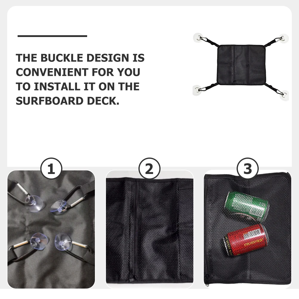 

1 set 1 Set Surfboard Deck Mesh Large Capacity Storage Pouch For Paddleboard Zipper Closure Durable Water Sports Kayak Bag Deck