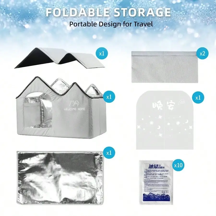 Casa per animali domestici rinfrescante taglia XL Animali domestici fino a 38,5 libbre Riparo per interni ed esterni Design leggero e traspirante Facile montaggio Nero