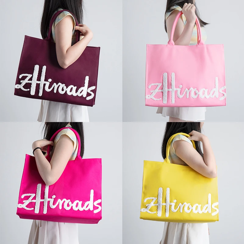 

Дизайнерские полотенца с вышитыми буквами, холщовые женские сумки-тоут большой емкости, модные хлопковые сумки на плечо