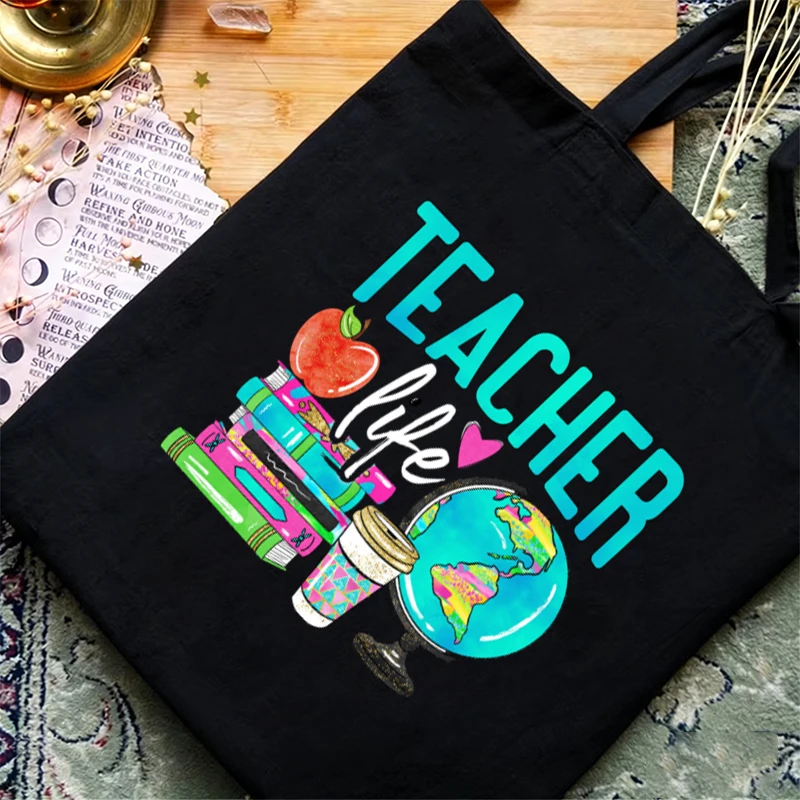 Funny Teacher Handbag Women Cartoon Aesthetics Teacher Design Graphic Shopping Bags Teen Reusable Tote Bag Female Shoulder Bag