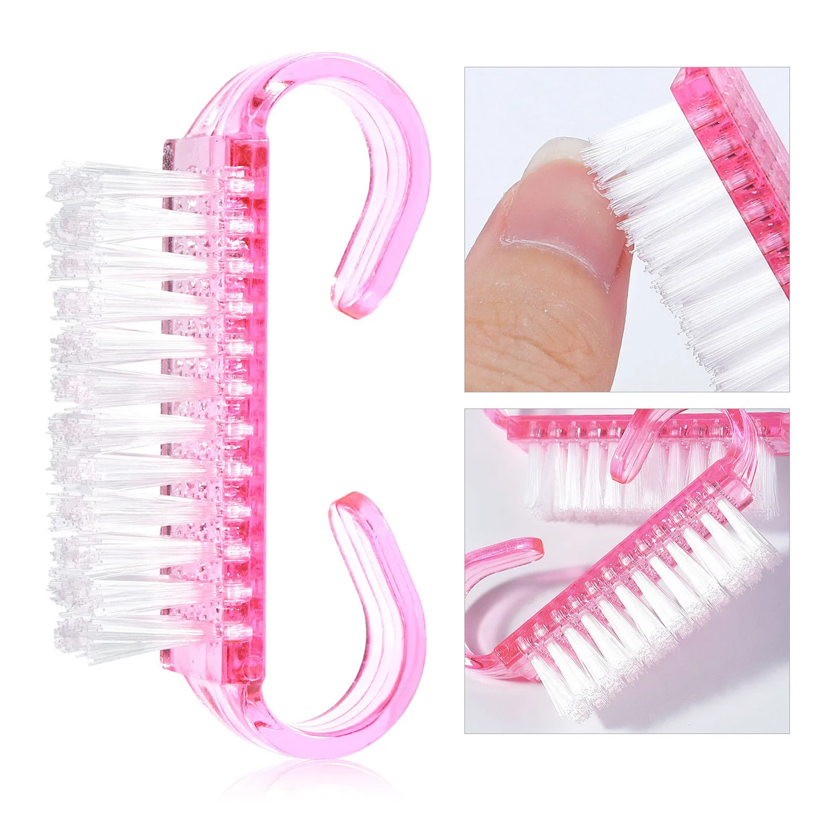 2 szt./5 szt./10 szt. Szczoteczka do czyszczenia paznokci Różowa Akrylowa Szczoteczka do Paznokci Manicure Pedicure Puder Miękki Usuwacz Plastikowe Szczoteczki do Czyszczenia Kurzu