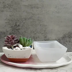 4.3in Succulent Plant Silicone Flowerpot Vase Gypsum Cement Decorative Candle Holder Casting Silicone Mold Candle Jar Mold
