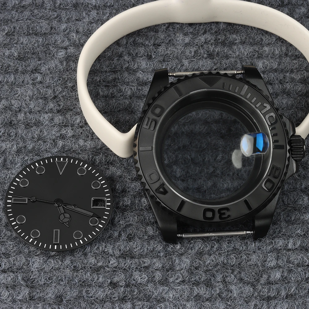 

Black Brushed Bezel 40MM Case 28.5mm Dial Hands No/Green Luminous Sapphire Crystal Water Resistant For NH35 NH36 Movement