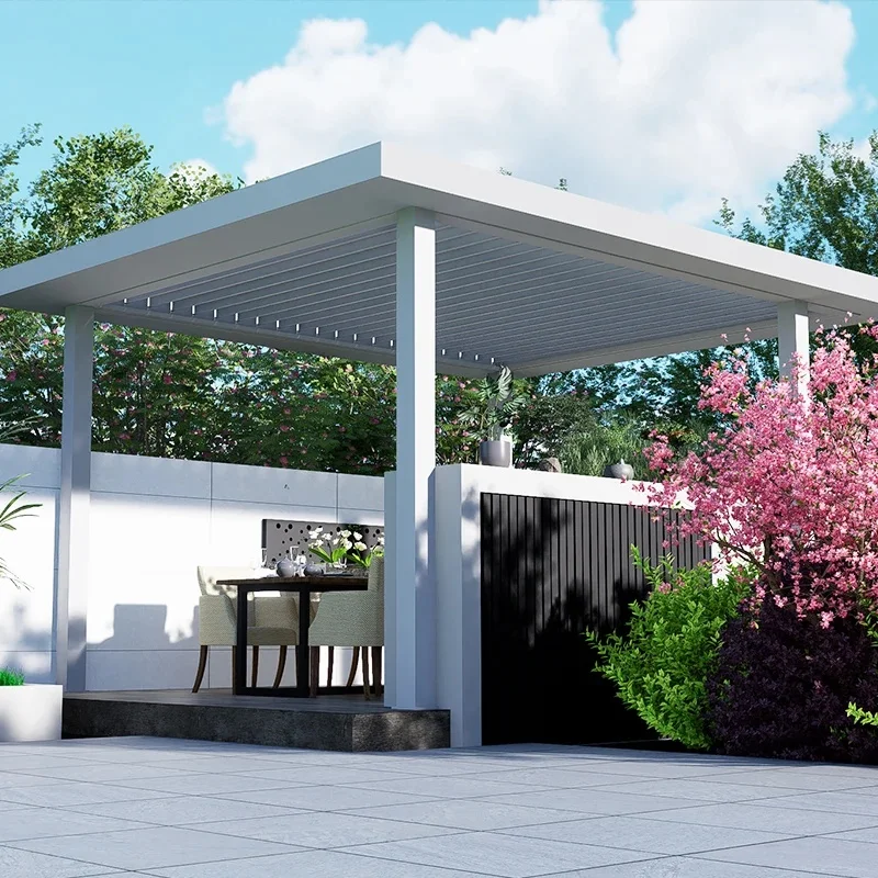 Factory All Season Shutter Aluminium Pergola Garden Canopy Pavilion Gazebo Outdoor Louvre Pergolas Motorized
