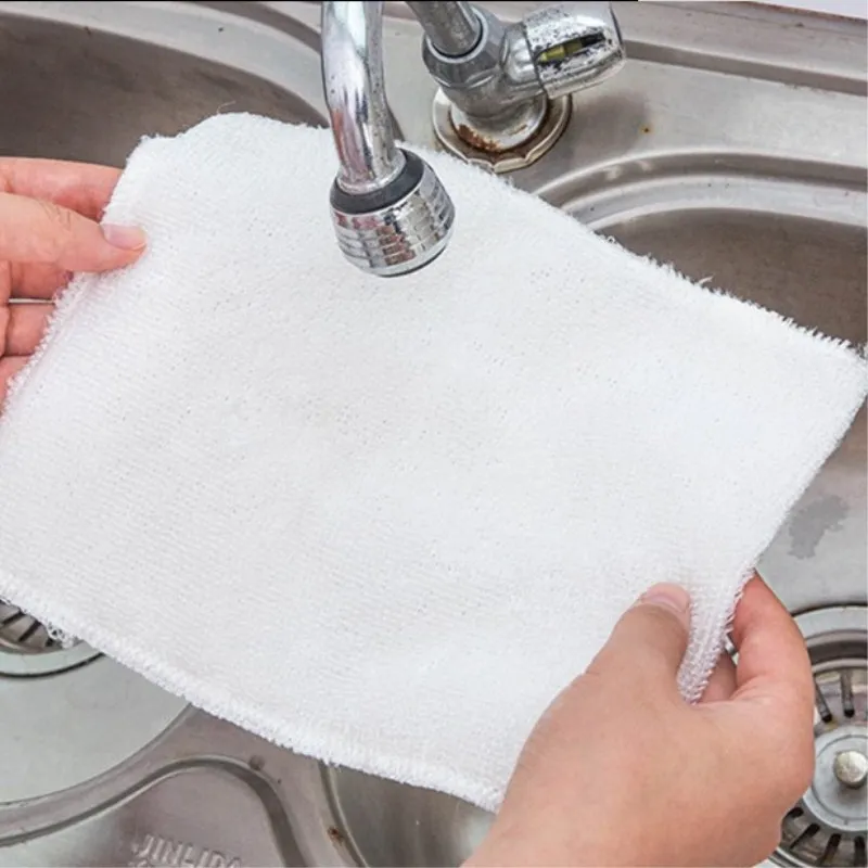 10 Pcs White Bamboo FiberWipes Kitchen Dishcloths Cleaning Dish cloth Nonstick Oil Lint-Free Wiping Rags Cleaning Dishrags