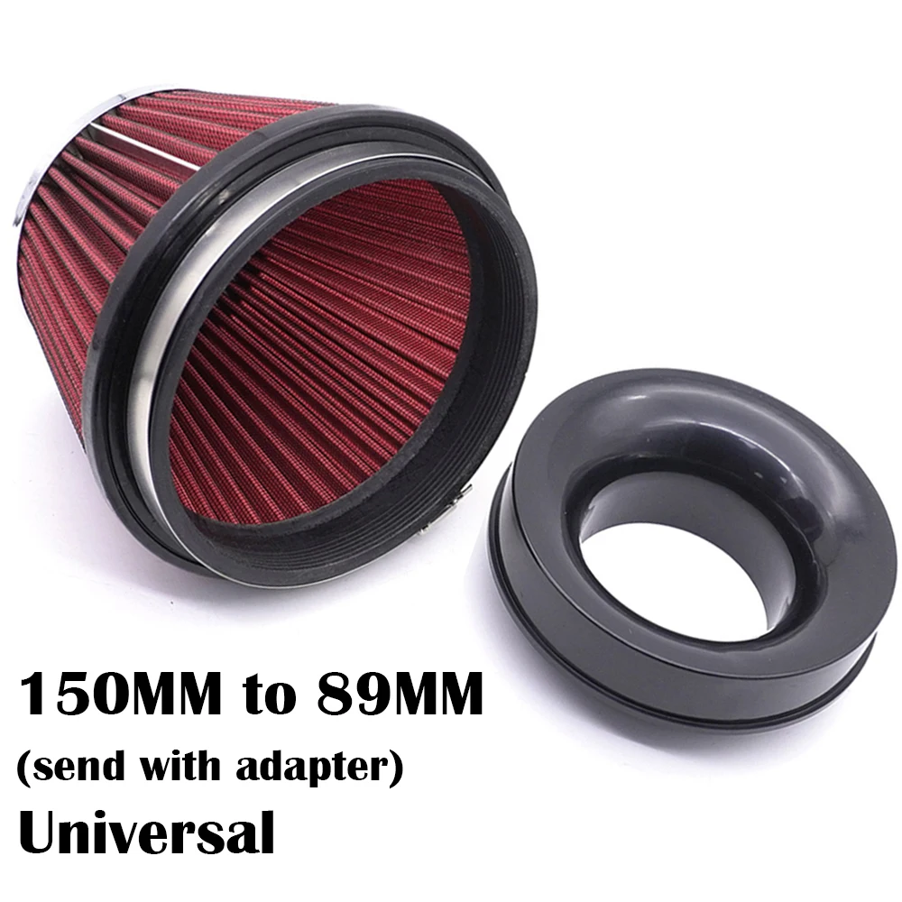 Sport Racing Car High Flow Air Filters Universal Cold Cone Air Intake Filters 150MM 89MM 3.5'' 6'' Car Air Intake Filter System