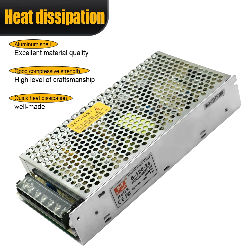 HLTNC Digital DC 120W motor paso a paso fuente de alimentación conmutada 24V 5A PLC Control de señal voltaje CA 110V 220V conversión para Cnc