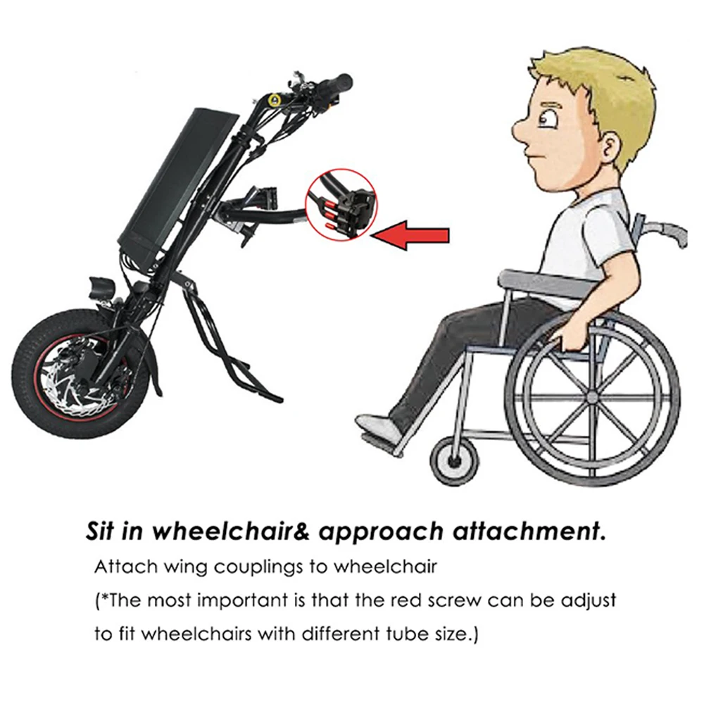 Elektryczny wózek inwalidzki Handcycle WH16A zestaw do konwersji ciągnika z akumulatorem 350W/500w 11.6ah bateria litowa