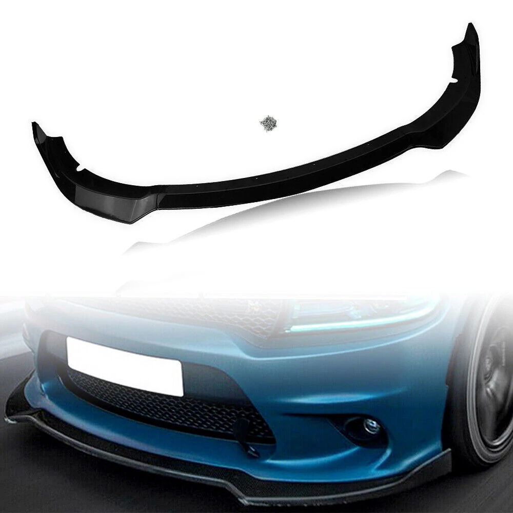 

For Dodge Charger SRT 2015-2019 Front Bumper Spoiler Lip Glossy Black Car Lower Body Kit Guard Plate Splitter Lippe Board Blade