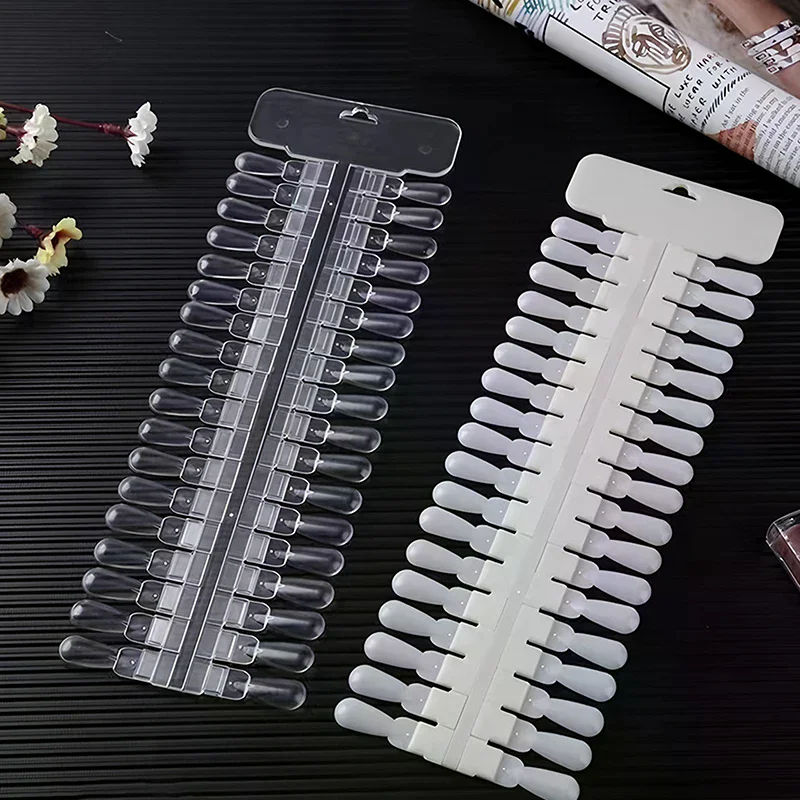 36 個ナチュラル/クリアカラーカード取り外し可能なネイルアートディスプレイ偽ネイルチップラックティアドロップデザインマニキュアジェルポリッシュ練習ツール