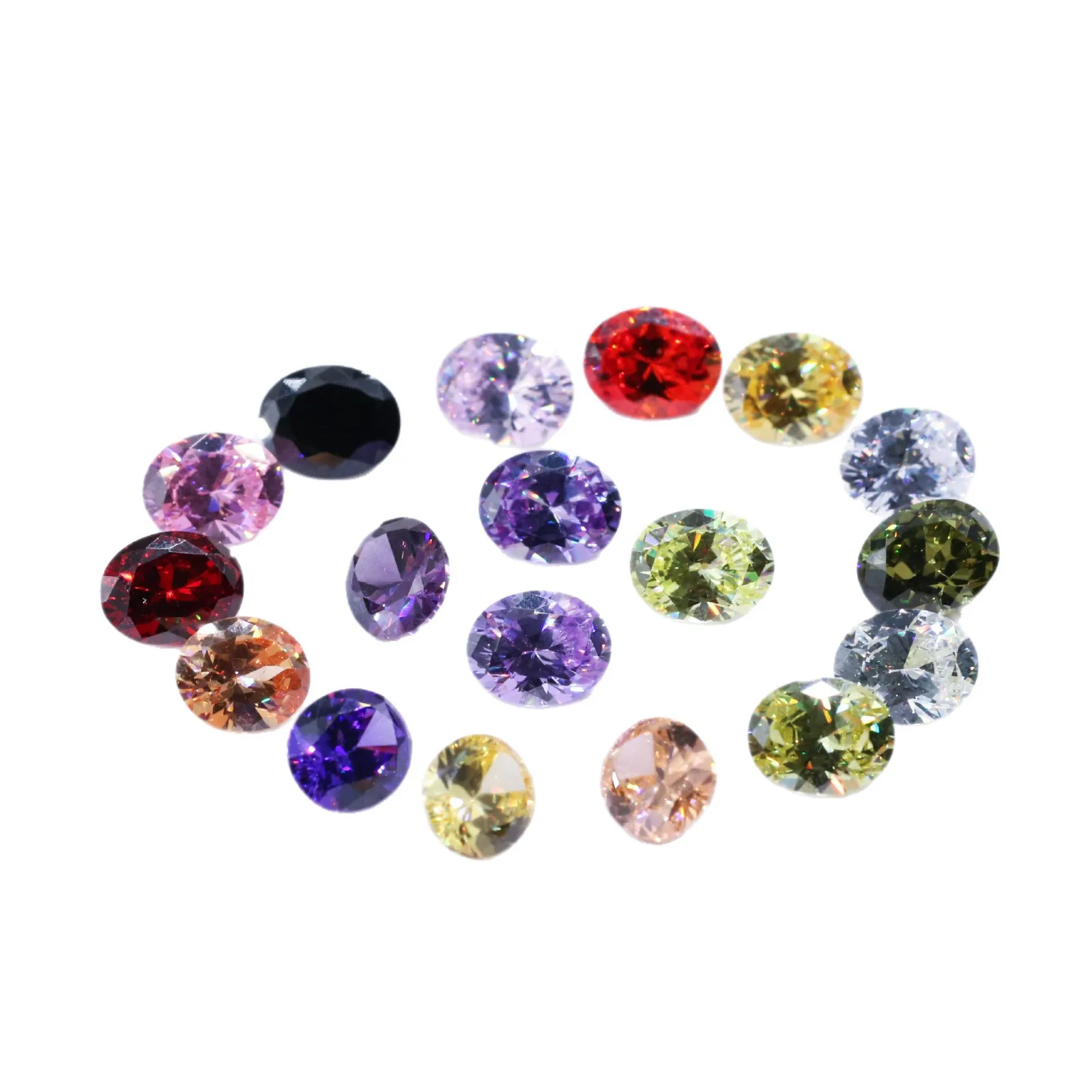 

5A Egg-Shaped Zircon Loose Stones Wholesale, Oval White Zircon Artificial CZ Gemstones,Pointed-Back Gemstones for Jewelry Making