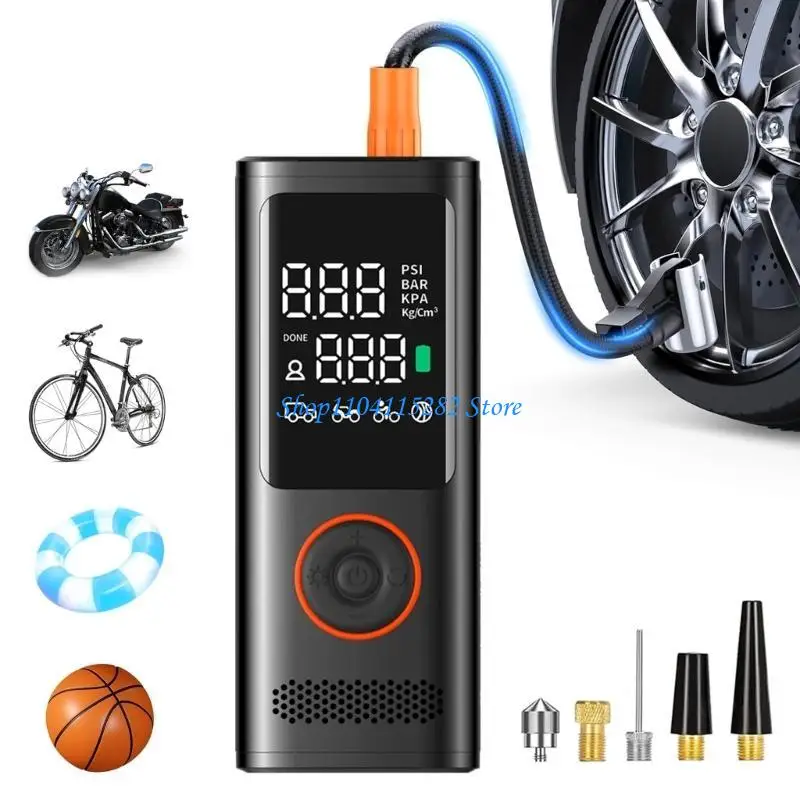 

A2BF Cordless Tire Inflator Air Compressor Pumps with Pressure Gauge Safety Hammer