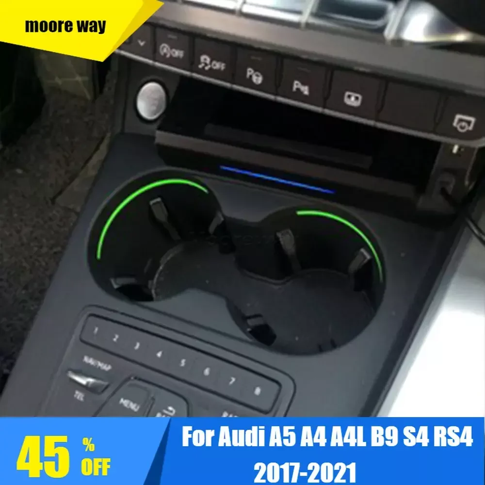 15W Car Wireless Charging For Audi A4 B9 S4 RS4 A5 2017-2021 Fast Phone Charger Mobile Holder USB Multi-port Accessories