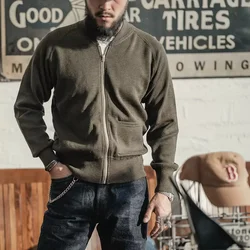 Rugged Bronson WWII USAAF C-2 Flying Sweater Men's Plain Raglan-Sleeve Woolen Cardigan