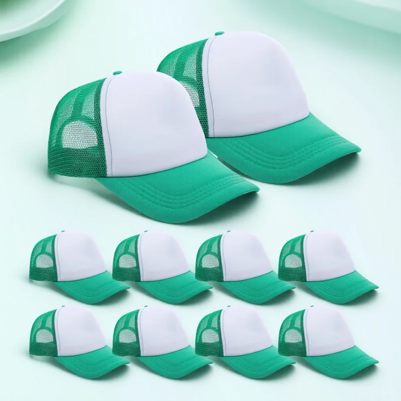 10 Stück DIY Sublimations-Baseballkappen, Blanko-Netzkappen zum Bedrucken, Leichte Unisex-Kappen für Outdoor, Angeln, Camping, Wandern, Partys