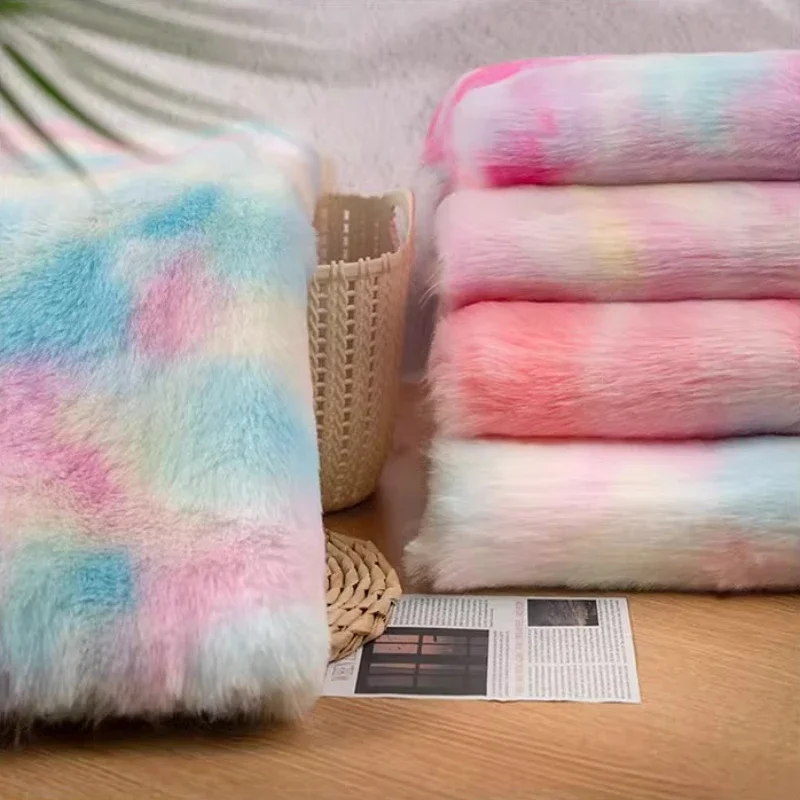 

2 см Tie Dye утолщенная имитация кроличьего меха выдра плюшевая ткань одежда жилет большой меховой напольный коврик плюшевые игрушки ткань «сделай сам» 1500 г/м