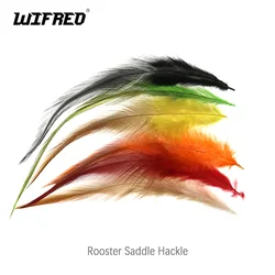 Wifreo 50PCS Rooster Saddle Hackle Fly Tying Rooster Feathers Cock Schlappen for Trout Salmon Bass Saltwater Streamer Tying
