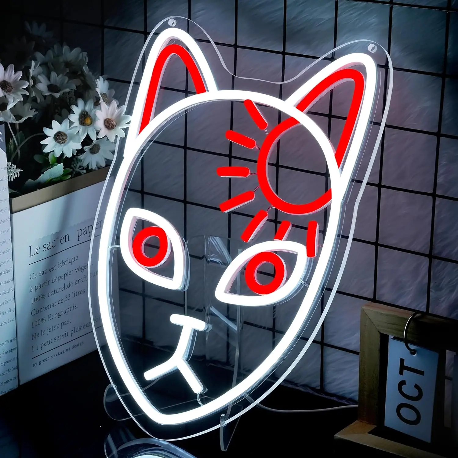 Anime Fox Face Neon Light Sign USB Dimbare LED Neon Sign voor Slaapkamer Woonkamer Club Bar Man Cave Party Geschenken Muur Decor
