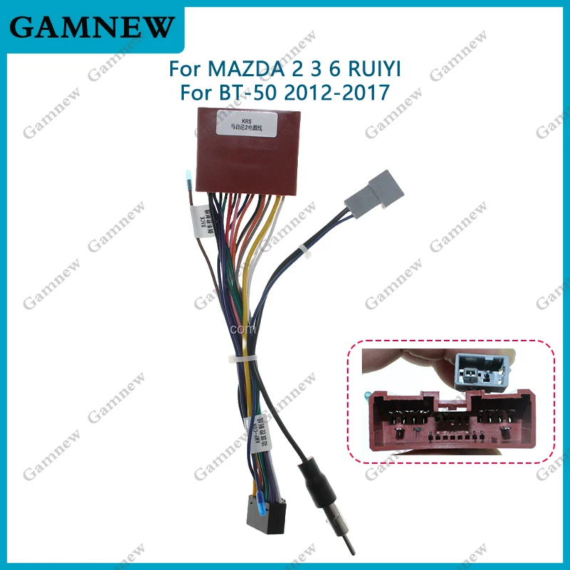 

16Pin Car Stereo Wire Harness Adapter Android Radio Power Cable Mazda 2/3/5/6 BT-50 2008+