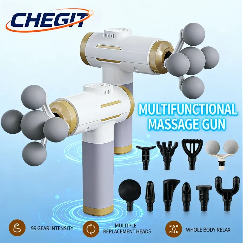 

НОВЫЙ Массажный пистолет 11-в-1 с 99 уровнями глубокого массажа мышц, высокочастотная вибрация для плеч, талии, ног и тела