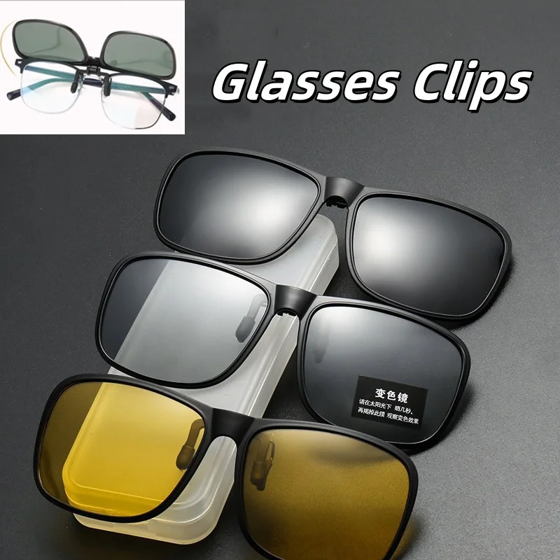 

Luxury Polarized Flip-up Glasses Retro Square Frame Clip-on UV400 Sunglasses Vintage Clip Glasses Night Vision Driving Goggle