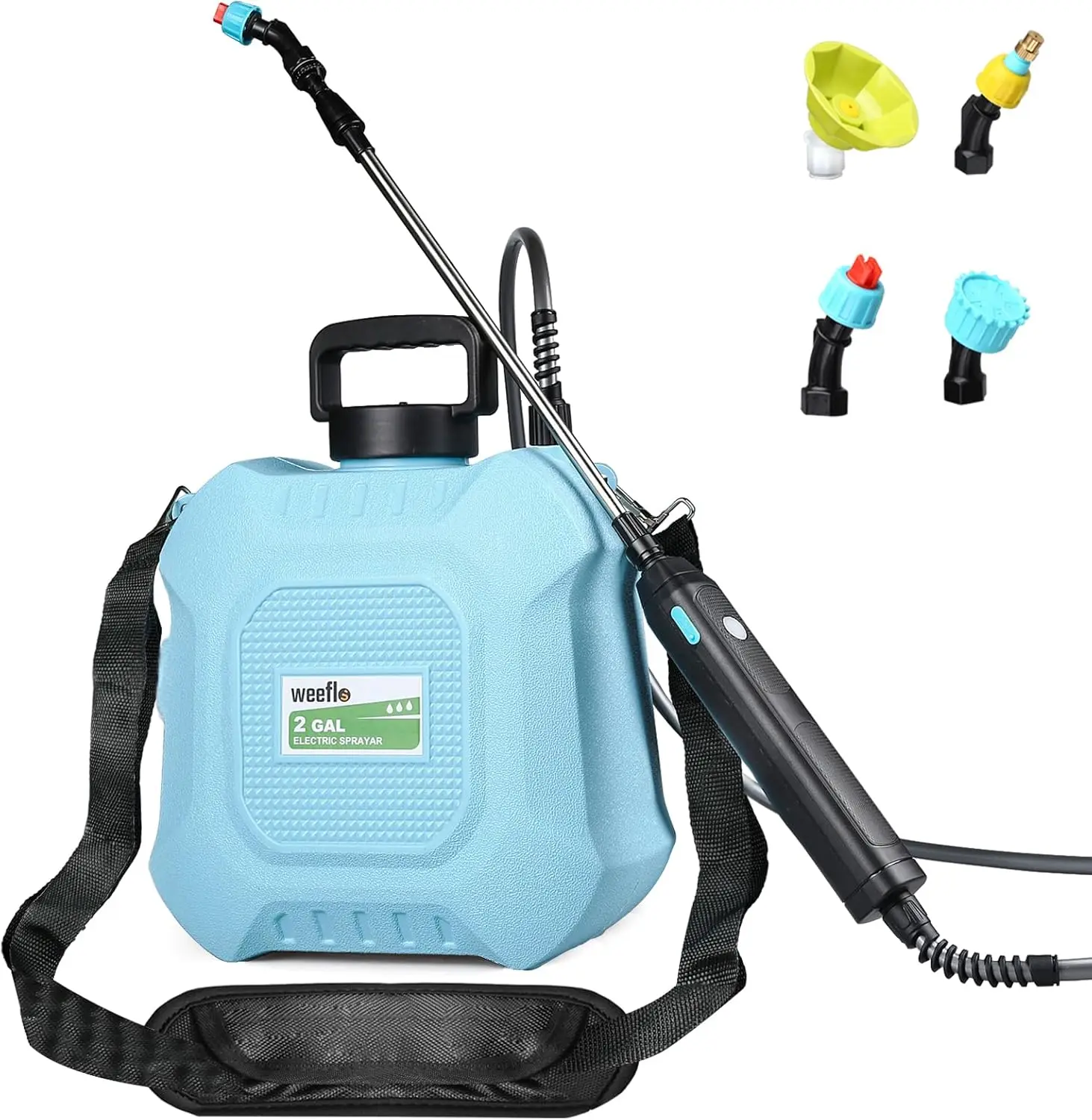

Battery Powered Sprayer 2 Gallon, Electric Sprayer with Retractable Wand & 4 Mist Nozzles & USB Rechargeable Handle, Water Spray