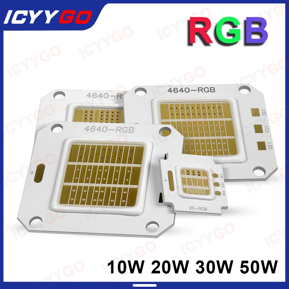 High-Power 4640 RGB 10W 20W 30W 50W COB Light Source LED Chip Red Green And blue Light Luminous Surface 11mm 25mm