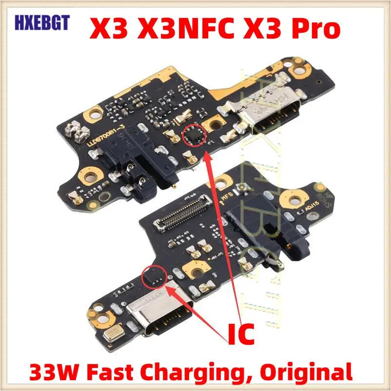 For Xiaomi Poco X3 , X3 Pro , X3 NFC Usb Charging Board Type-c Charge Port Dock Connector Flex Cable Smartphone Parts