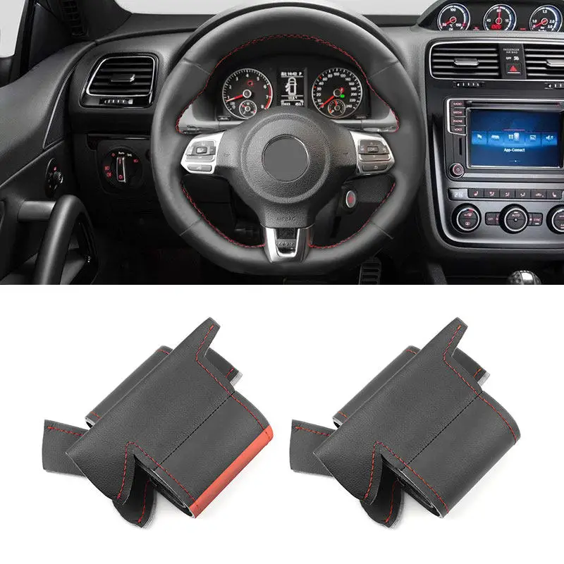 Car Steering Wheel Cover Microfiber Leather Trim For VW Golf 6 GTI MK6 Polo GTI Scirocco R Passat CC 2014-2018 R-Line 2010-2016