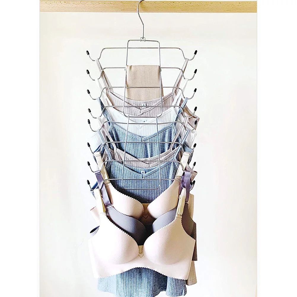 

2Pcs Multi Layer Underwear Hanger Closet Organizer Closet Storage Rack Space Saving Clothes Holder for Jeans Scarves Belts Black