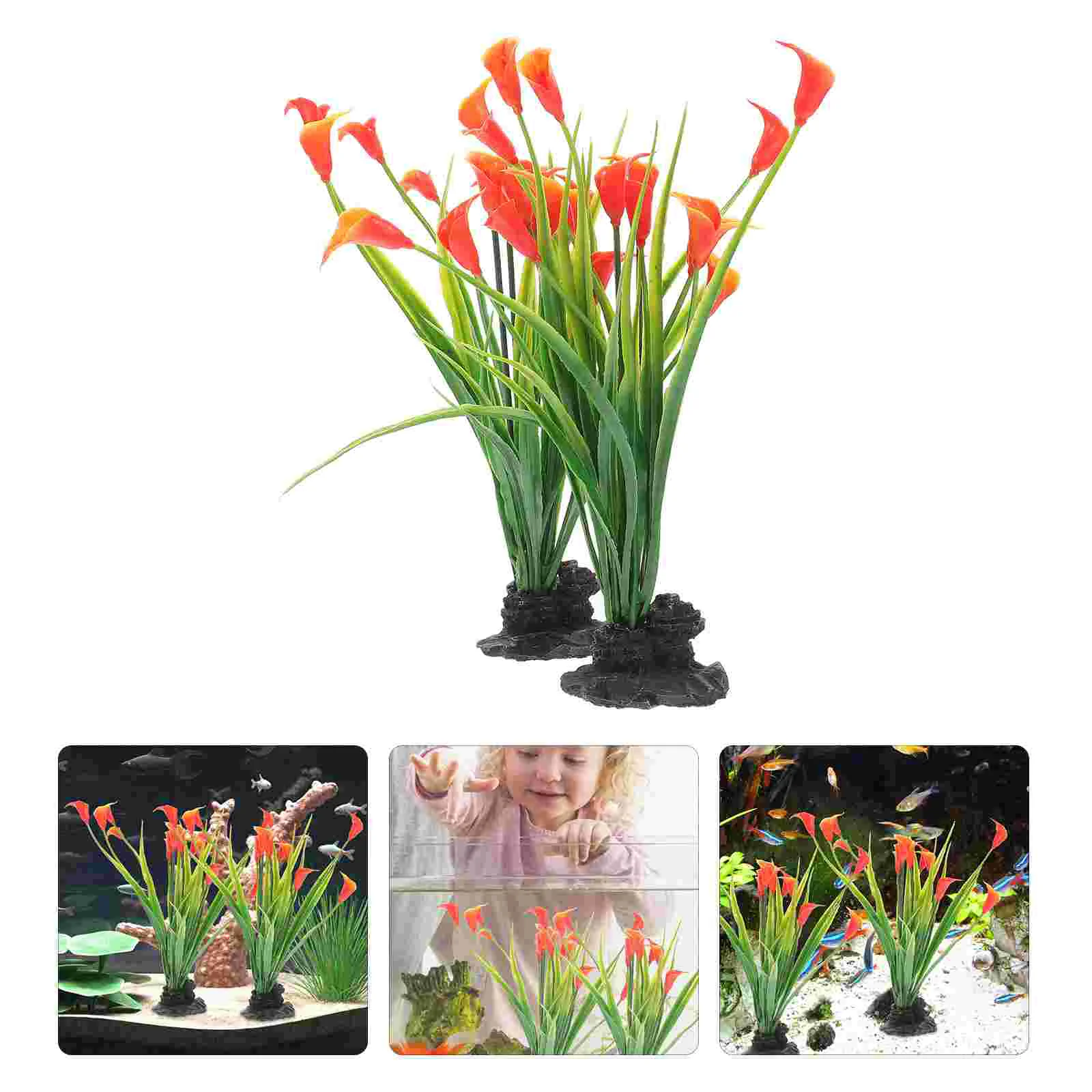 

2 Pcs Aquarium Landscaping Small Artificial Plants Sink Fish Decoration Plastic Delicate Fake Tank
