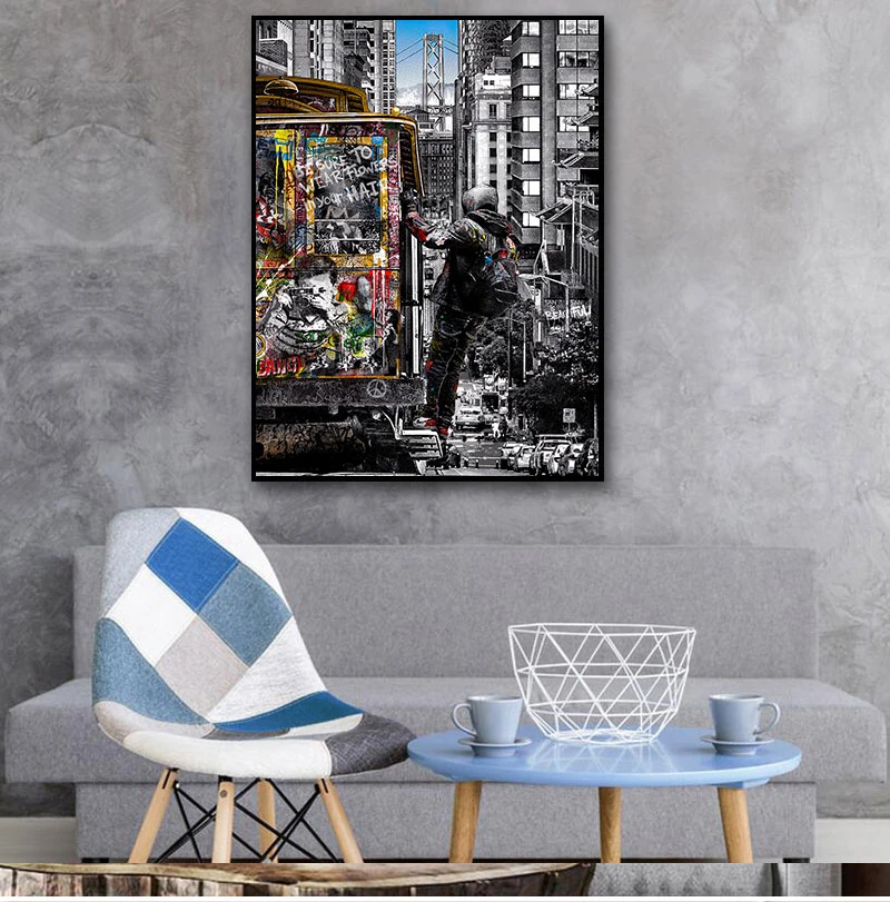 Banksy Wall Art Paintings Street Landscape of London City Canvas Paintings Graffiti Pop Art Posters And Prints for Home Decor