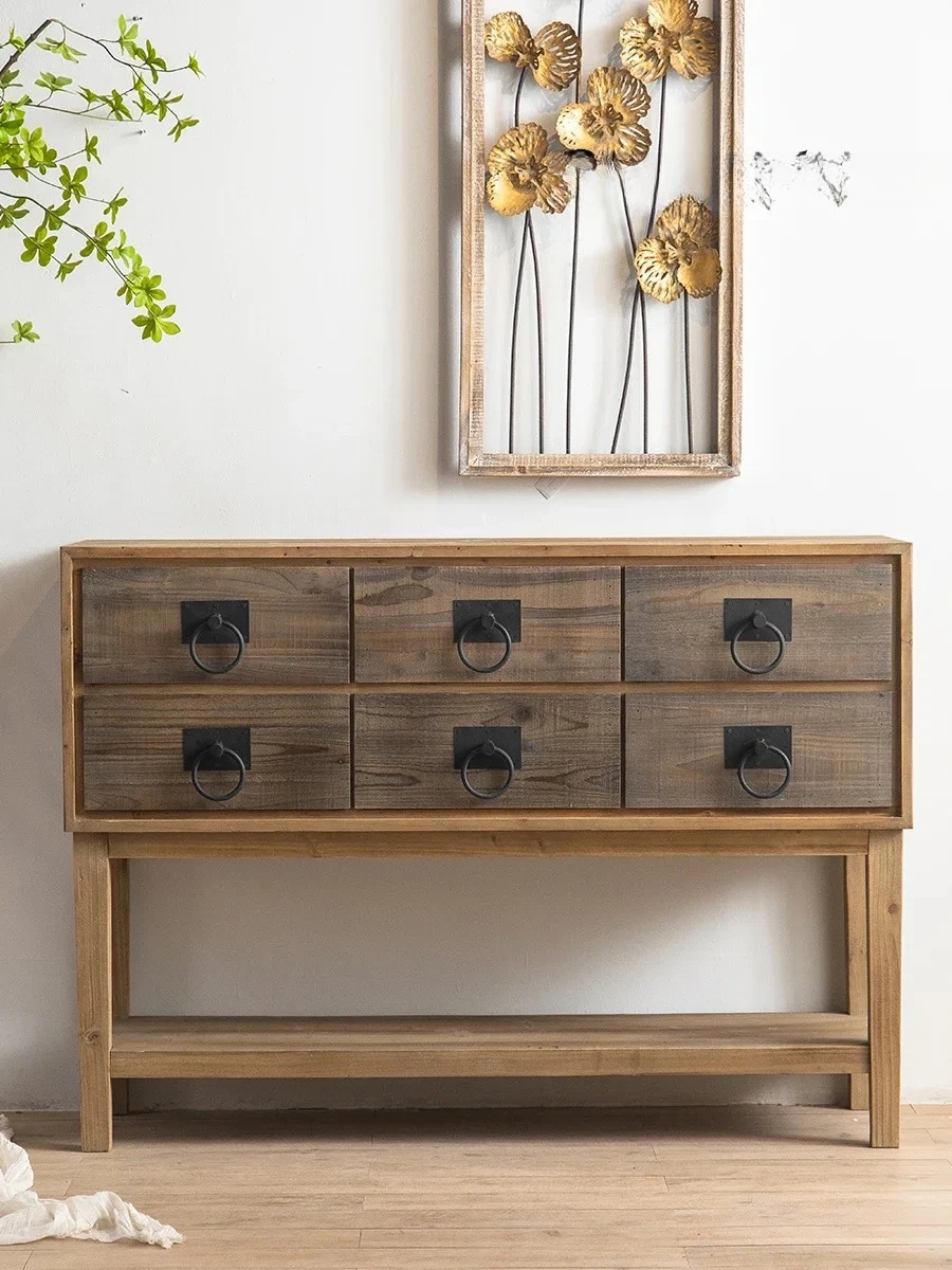 

TTAmerican Country Solid Wood Creative Art Dining Side Cabinet Wall Decoration Storage Designer New Model