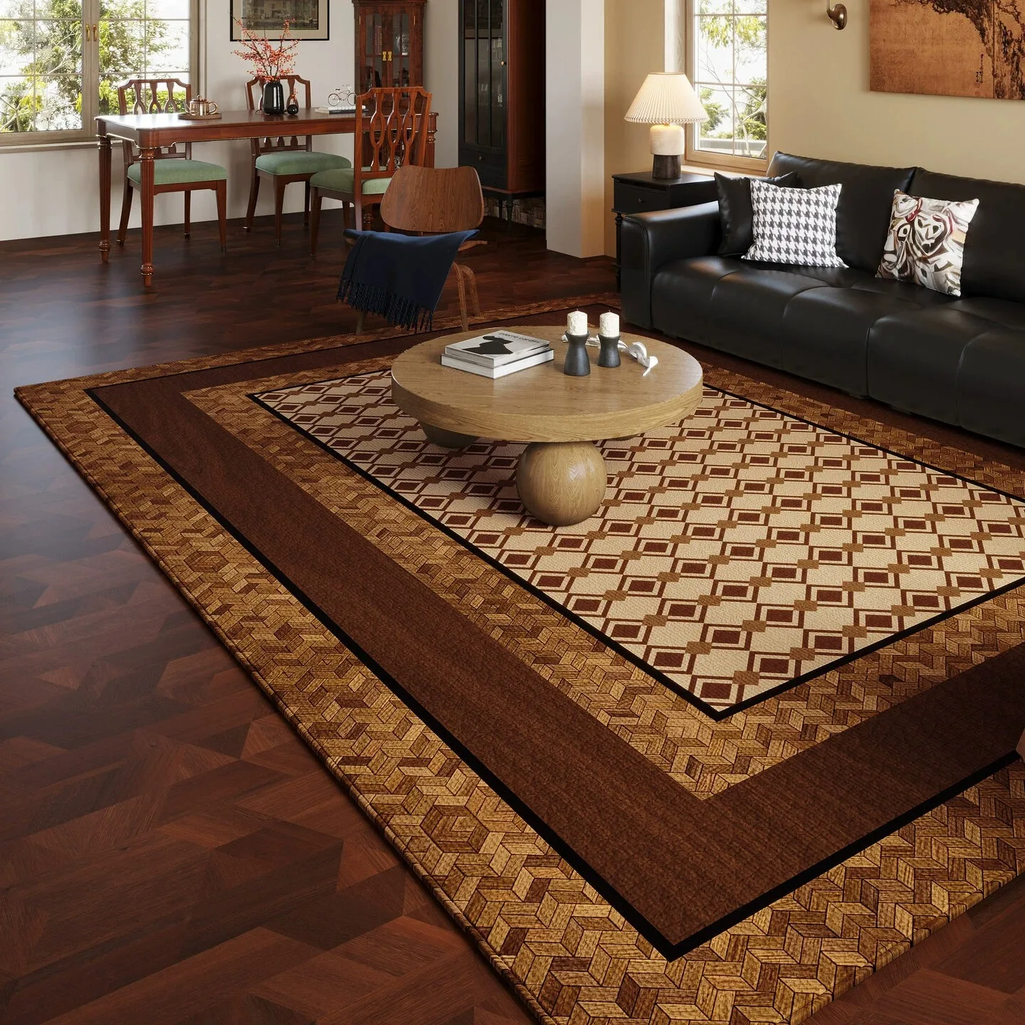 Brown Vintage Living Room Carpet Washable Large Area Rugs Bedroom Mat Anti-slip Coffee Tables Floor Mats Home Decoration Tapete