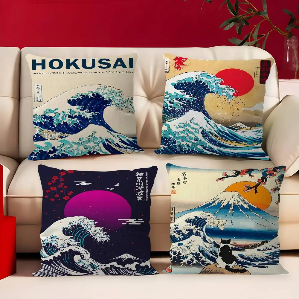 

Katsushika Hokusai Great Wave Off Kanagawa Art Vintage Personalized Picture Text Home Decorative Pillows Household Gifts