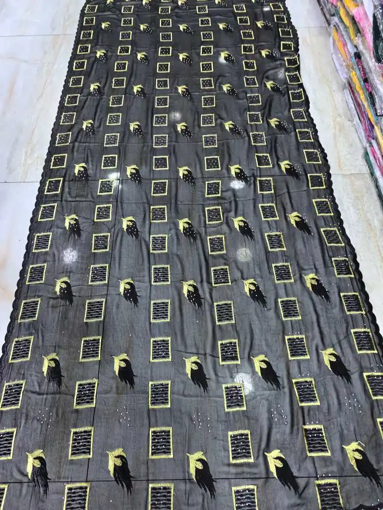 

High Quality Big Size Floral Chiffon Scarf for African Women Breathable Embroidered Hijab Shawl Stylish Accessory
