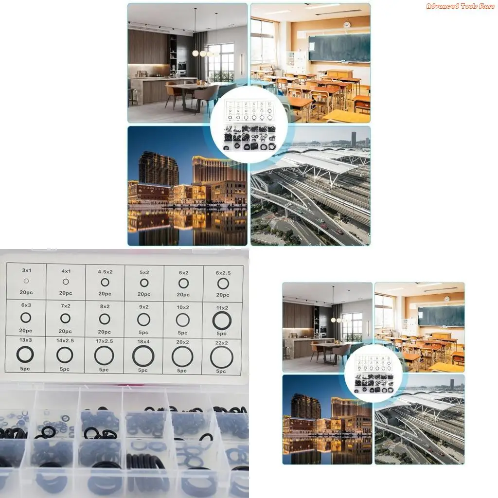 Black Rubber O Rings Assortment Set for Plumbing Garage Workshop Supplies for Car Faucet Pressure Plumbing Repair W91B