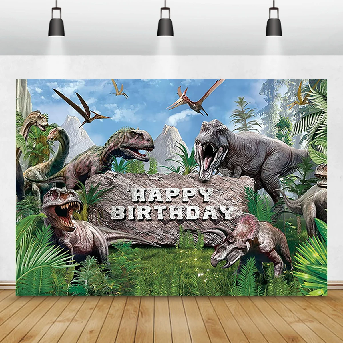 Jurassic Park Dinosaur Theme Backdrop Happy Birthday Kids Photography Decoration New Born Baby Shower Family Welcome Banner