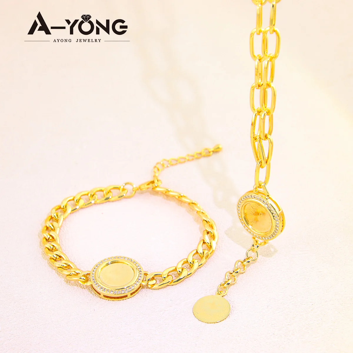 Türkische Vintage Münzen Schmuck Set 21k Gold Überzogene Saudi Mode Zirkonia Halskette Armband Nigeria Frauen Hochzeit Party Schmuck – Detail 6