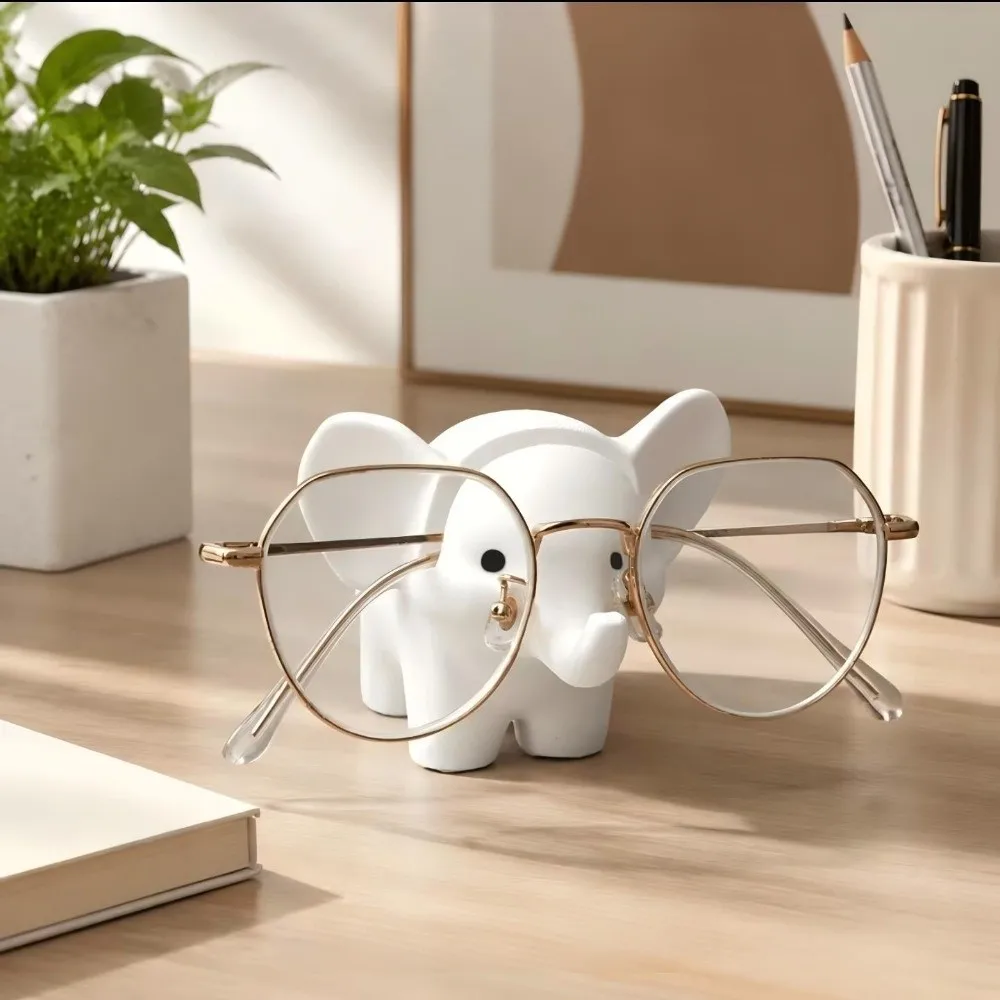 New Marble Texture Elephant Glasses Holder Animal Shape White Elephant Eyeglass Stand Cute Glasses Rack Home Office