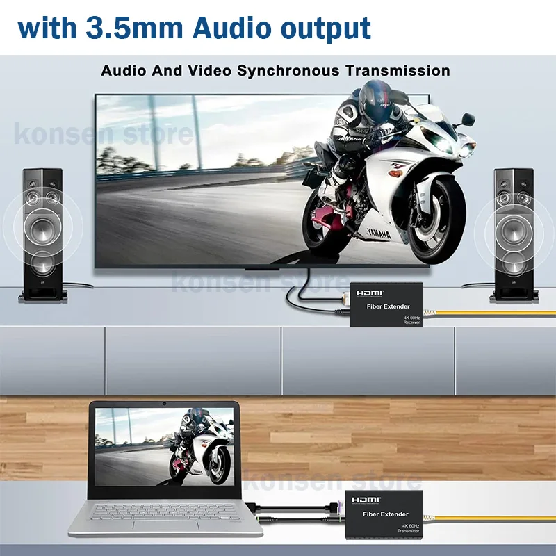 4K 60 هرتز HDMI الألياف موسع على LC الألياف الضوئية كابل 20 كجم HDMI 2.0 الألياف جهاز الإرسال والاستقبال فيديو موسع مع الصوت HDCP2.2 HDR10