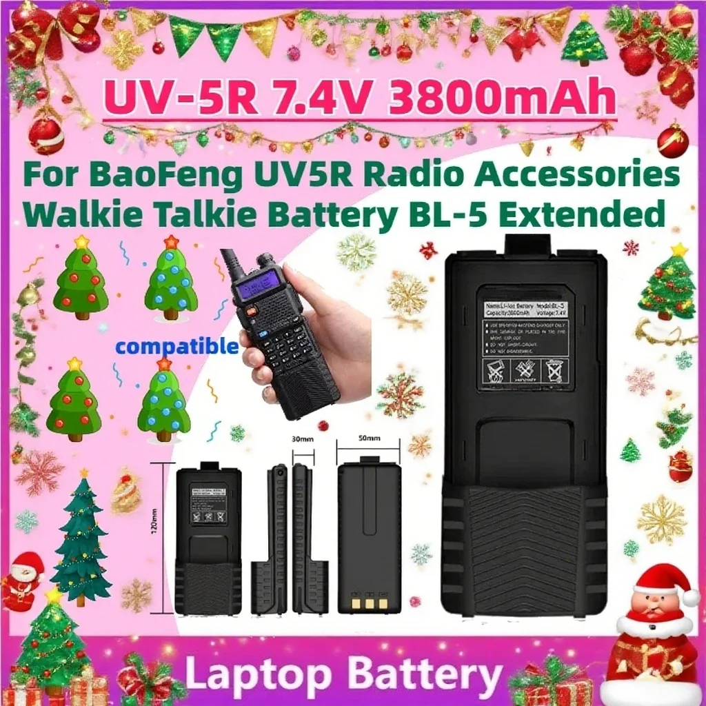 

Large Capacity UV-5R 7.4V 3800mAh Rechargeable Battery for BaoFeng UV5R Radio Accessories Walkie Talkie Battery BL-5 Extended
