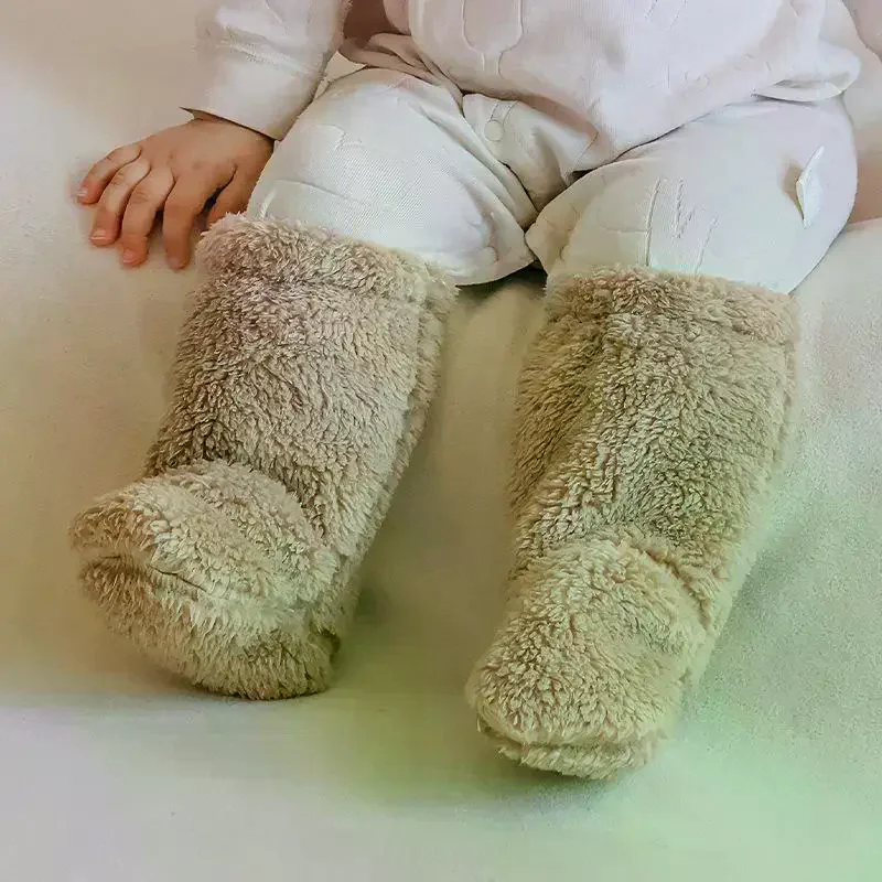 1 Pair Anti-slip Solid Color Kids Floor Socks Casual Thickened Newborn Baby Socks Warm Baby Foot Warmer Infant Winter