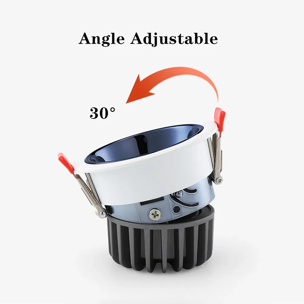 COB-LED-Strahler, blendfrei, 7 W, 12 W, 15 W, dimmbare Helligkeit, 5 %–100 % Einbau-Downlight-Deckenleuchte, AC85–265 V, natürliches Innenlicht